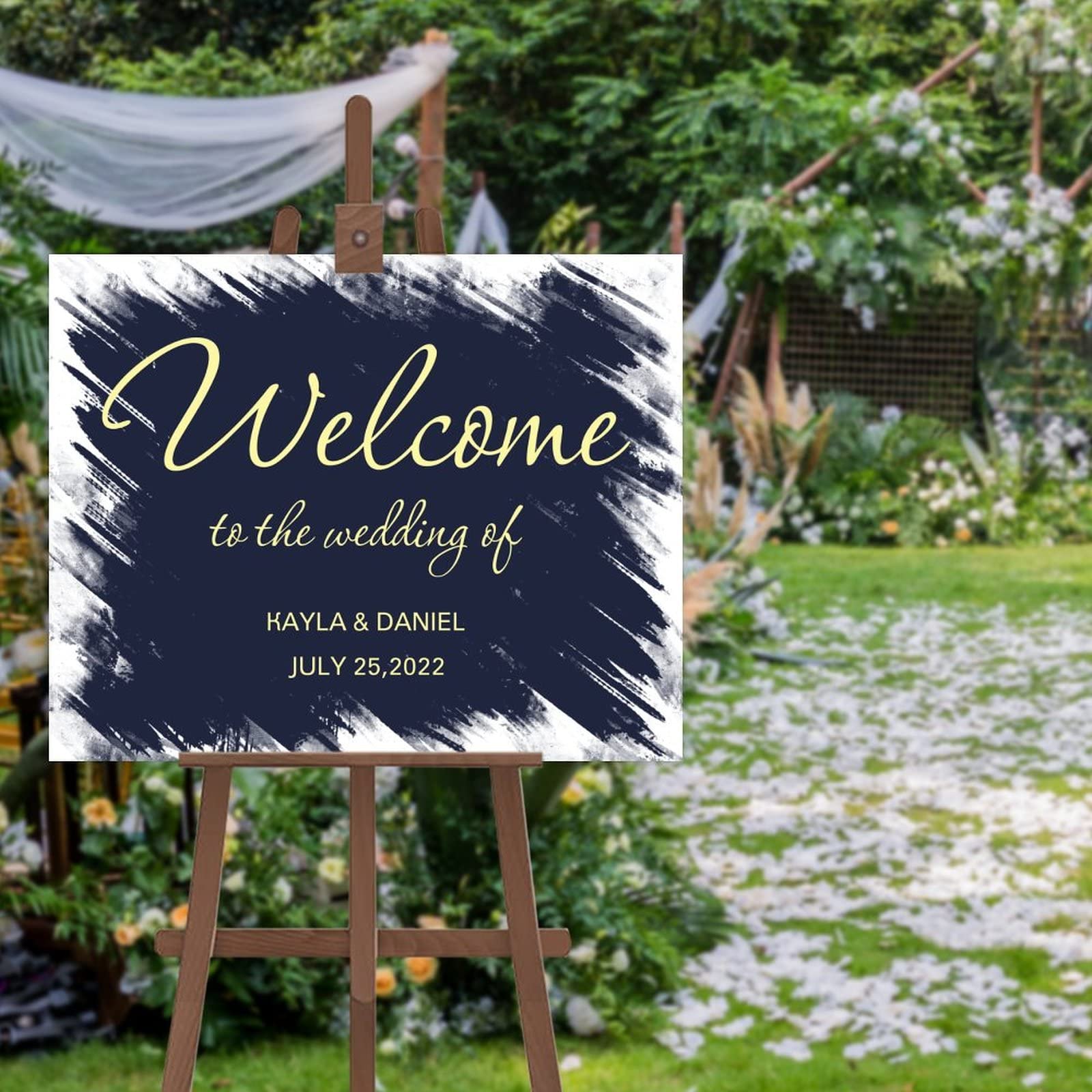 Panneau de calligraphie moderne avec texte personnalisé splendide pour mariée et marié 45,7 x 61 cm