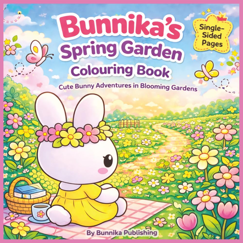 Bunnika's Spring Garden Colouring Book: Cute Bunny Adventures in Blooming Gardens