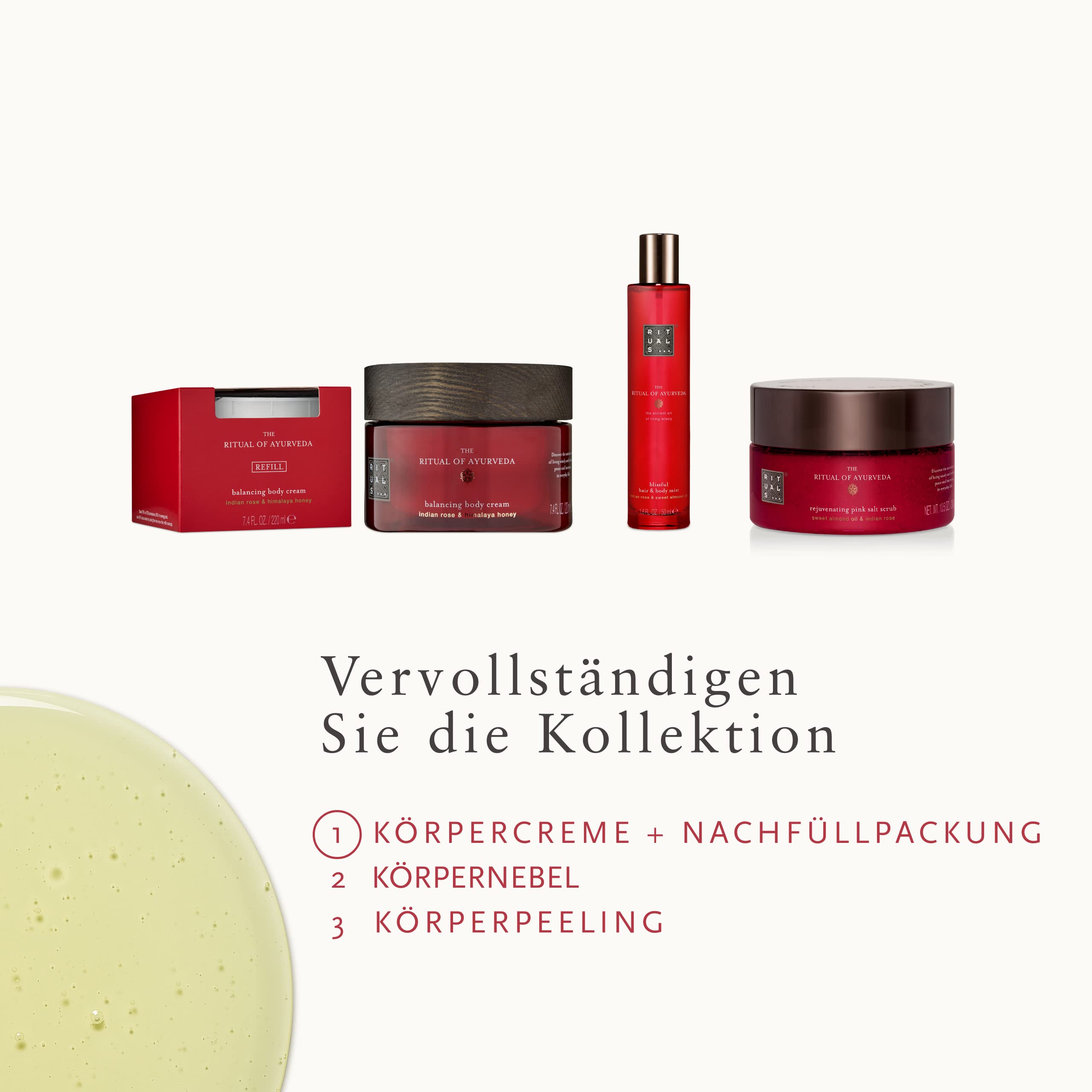 RITUALS Körpercreme + Nachfüllpackung The Ritual of Ayurveda – Creme mit indischer Rose und Süßmandelöl – Ausgleichende Eigenschaften – 220 ml + 220 ml