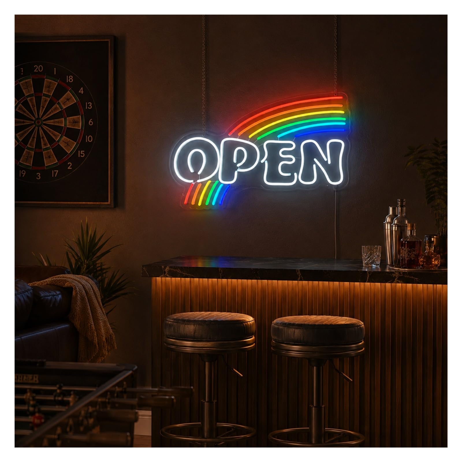 XENITE Luci al Neon Da Parete Insegna Al Neon Arcobaleno APERTA Dimmerabile