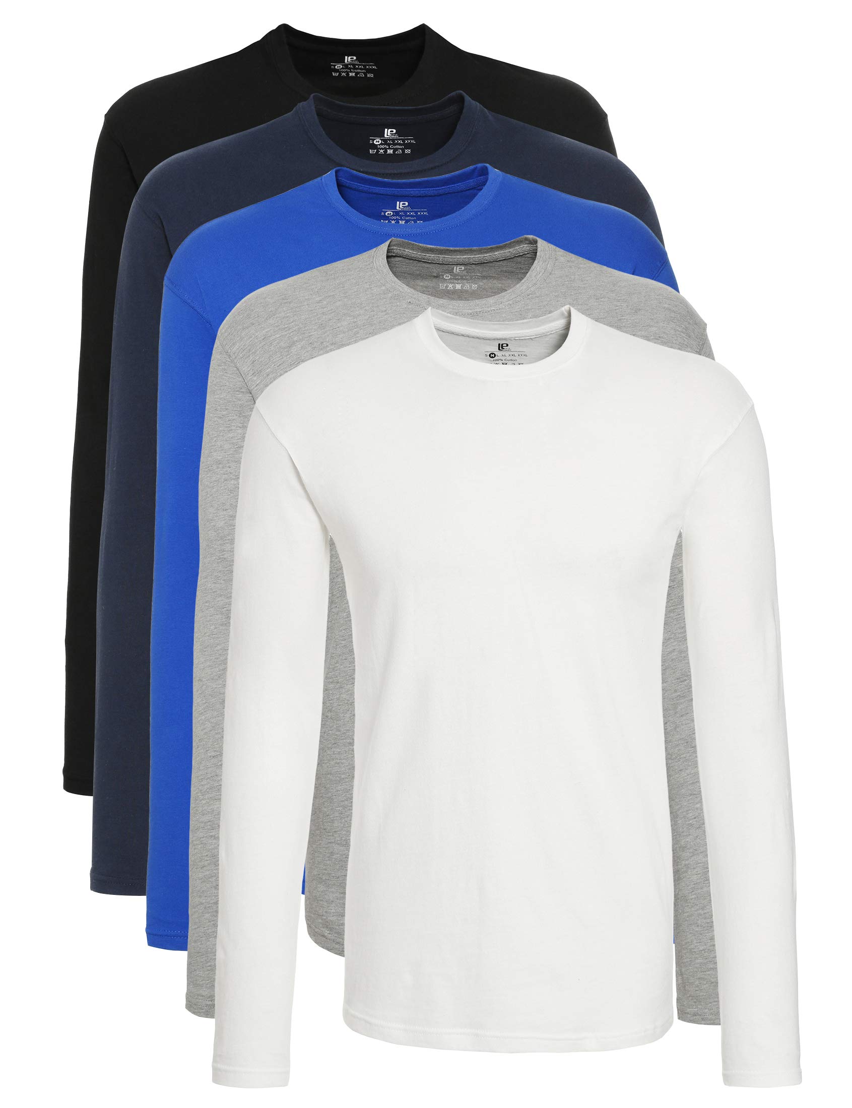 Lower East Langarmshirt Herren Baumwolle I 5er Set I Longsleeve Herren, Herren Langarmshirt, Shirt Langarm Herren, Langarmshirts für Herren, T-Shirt Herren Langarm, Longshirt Mehrfarbig 3XL