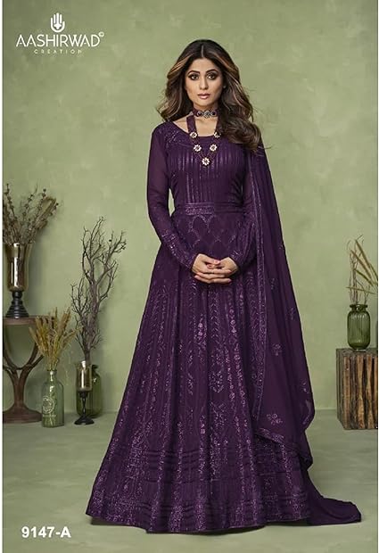 Designerharsha Bruiloft Receptie Wear Lange Anarkali Gown Suits Indiase Pakistaanse Salwar Kameez Jurk, Keuze 6, 44