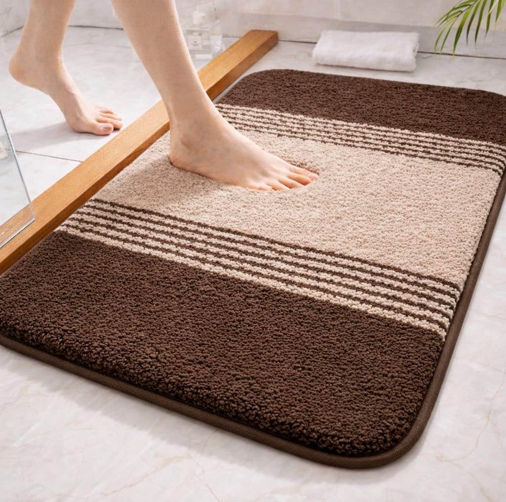 HOWNICE Doormat for Bedroom,Bathroom,Kitchen,Living Room,Home Entrance,Room Mats,Foot Mats,Floor mat Main Door,Rug,Non Slip Mat,Door Mate,Fluffy Door Mat,Door Matt (Stripe Mat Beige Brown)-image-23