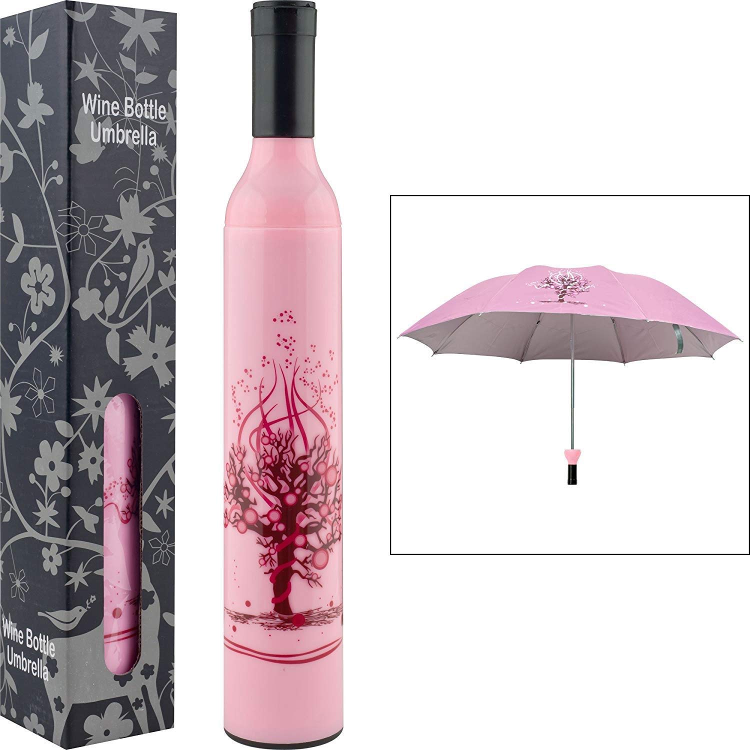 KREZON Stylish Bottle Umbrella for Women & Men | Unique UV Coated Umbrella for UV, Sun, Rain and Wind | Outdoor Double Layer Printed Umbrella with Attractive Wine Bottel Cover (Multi Color)-image-48