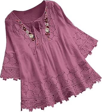 Women's Cotton And Linen Tassel Lace-up Embroidered Shirt Embroidered Trousers main image 0