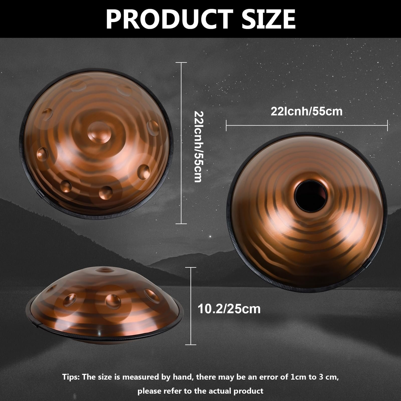 Amazon | ハンドパン d マイナー 打楽器（ゴールド - 432hz - 9