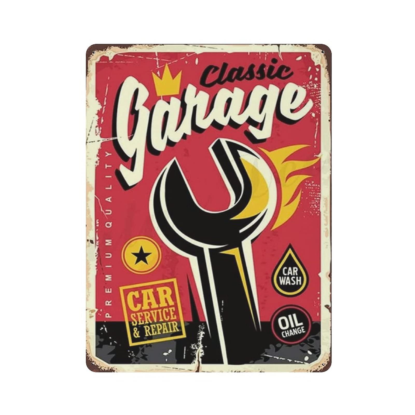 Metal Tin Sign Wrench Poster Garage Vintage Tin Poster Metal Sign Wall Decoration Country Kitchen Home Garage Decor 16"x12"
