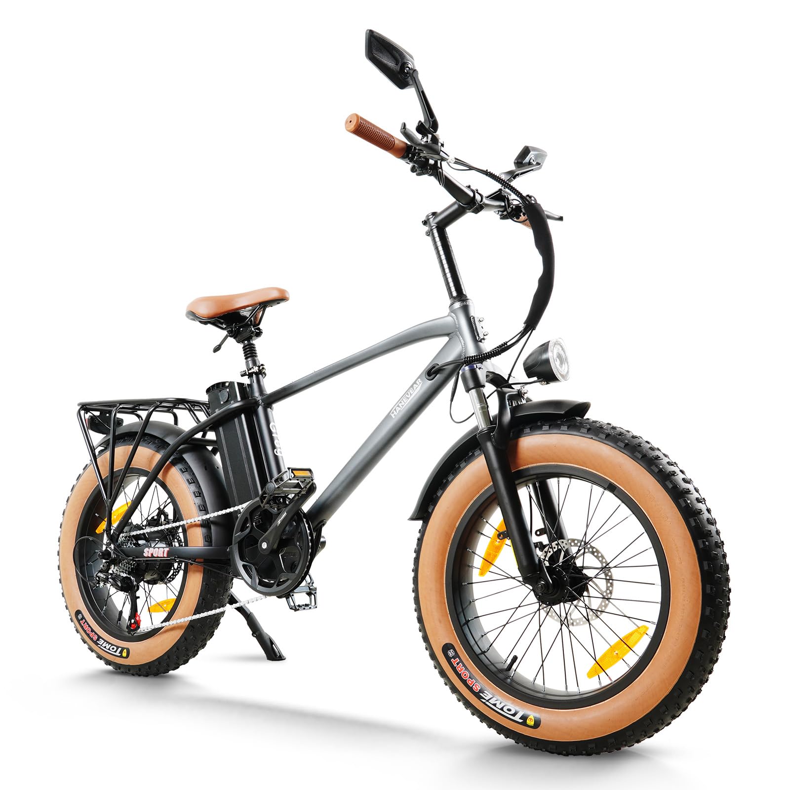 HANEVEAR Vélo Électrique Homme, 20"x4.0" Fat Tire VTT Électrique Adulte, 18Ah 48V E-Bike Batterie Amovible, Moteur De 250W & 80N.m, Autonomie 80-120KM, Vélo Électrique Adulte