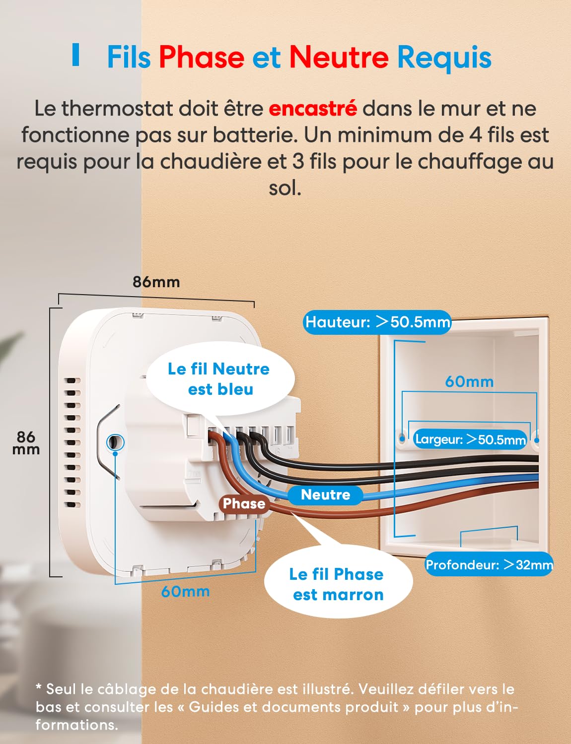 Meross Thermostat Connecté Matter pour Chaudière Gaz/Chauffage au Sol à Eau | Thermostat WiFi Compatible avec Apple Home, Alexa et Google Home, Capteur Externe, Détection de Fenêtre Ouverte, Blanc