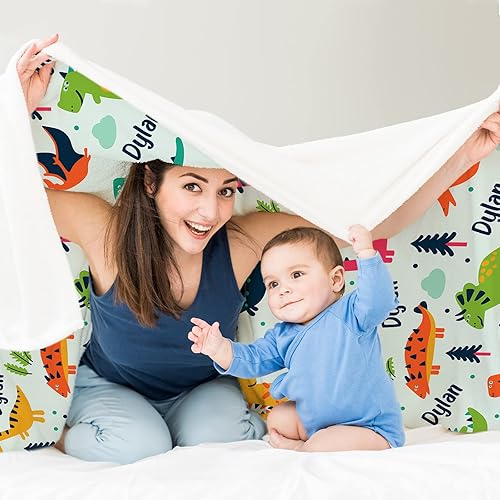 Miniatura 93 de Artsadd Personalized Baby Blanket for Boys Girls with Name, Custom Baby Name Blanket with Unicorn Pattern Customized Name Receiving Swaddle Throw