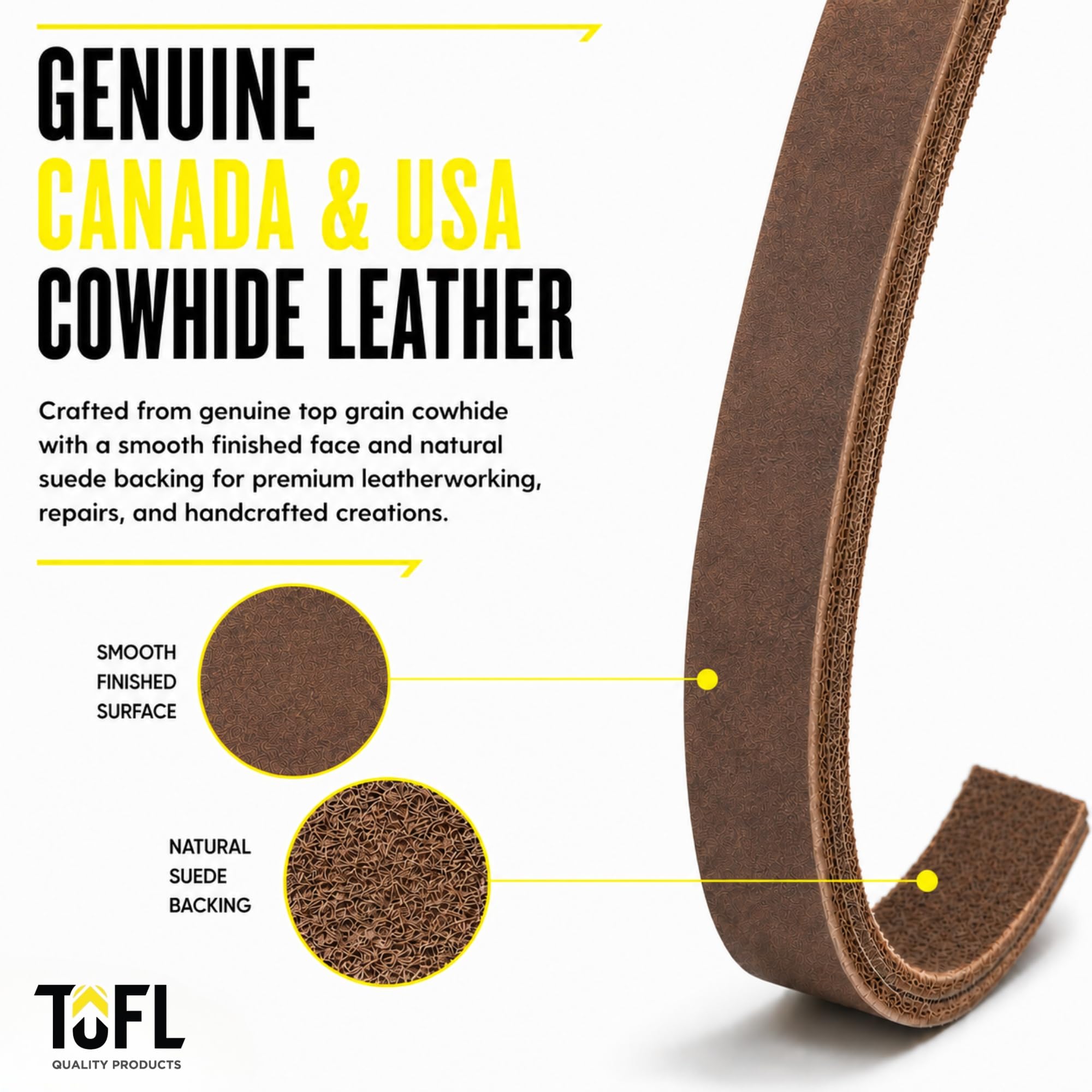 TOFL Armband aus echtem genarbtem Leder, 183 cm lang, 1,9 cm breit, 0,9 cm dick, 1 Lederstreifen für DIY-Kunst- und Bastelprojekte, Kleidung, Schmuck, Verpackung | Braun