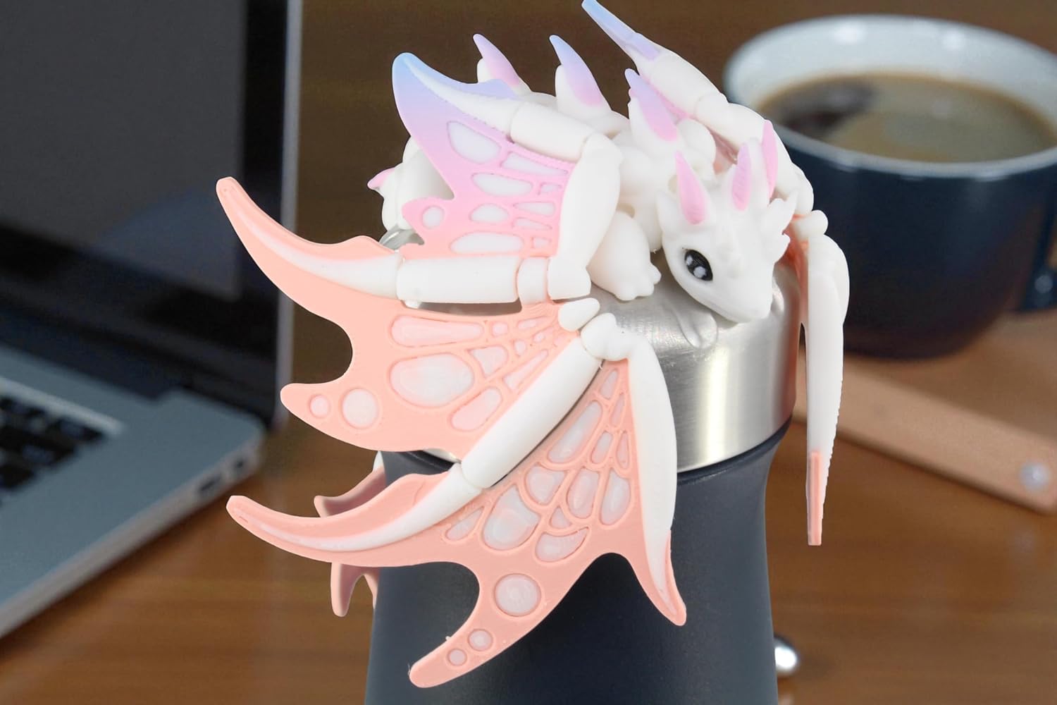 PowerTRC 3D Printed Monarch Dragon 2 Pack – Articulated Moveable Wings, Rainbow Color Dragons, Flexible Fidget Desk Decor Figurines, Unique Color Blend Collectible Dragons for Adults