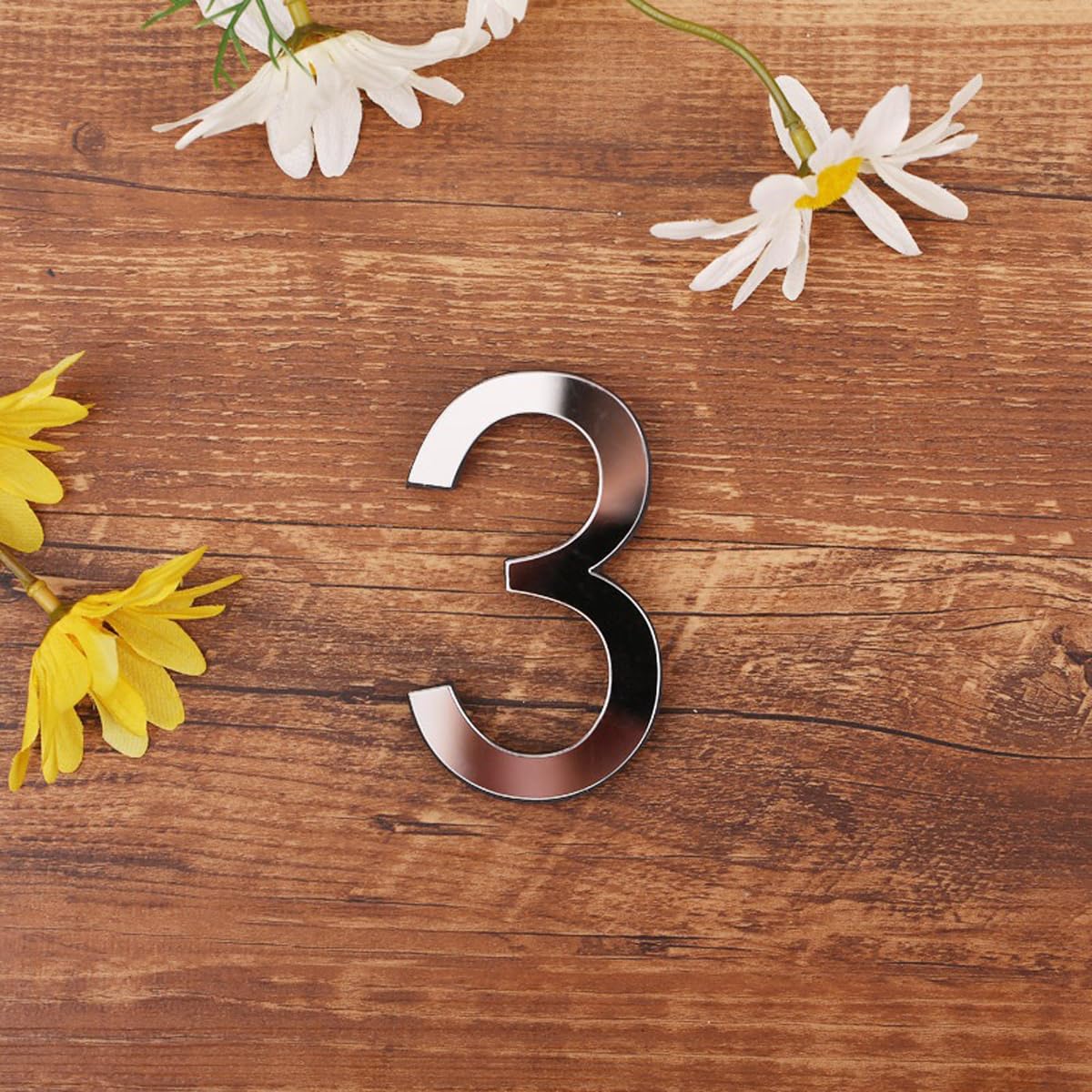 Decalcomania da Parete con Numeri in Acrilico Autoadesivi, Numeri a Specchio 3D, Numeri Artistici per La Decorazione Fai da Te di Soggiorno, Camera da Letto, Ufficio, Casa