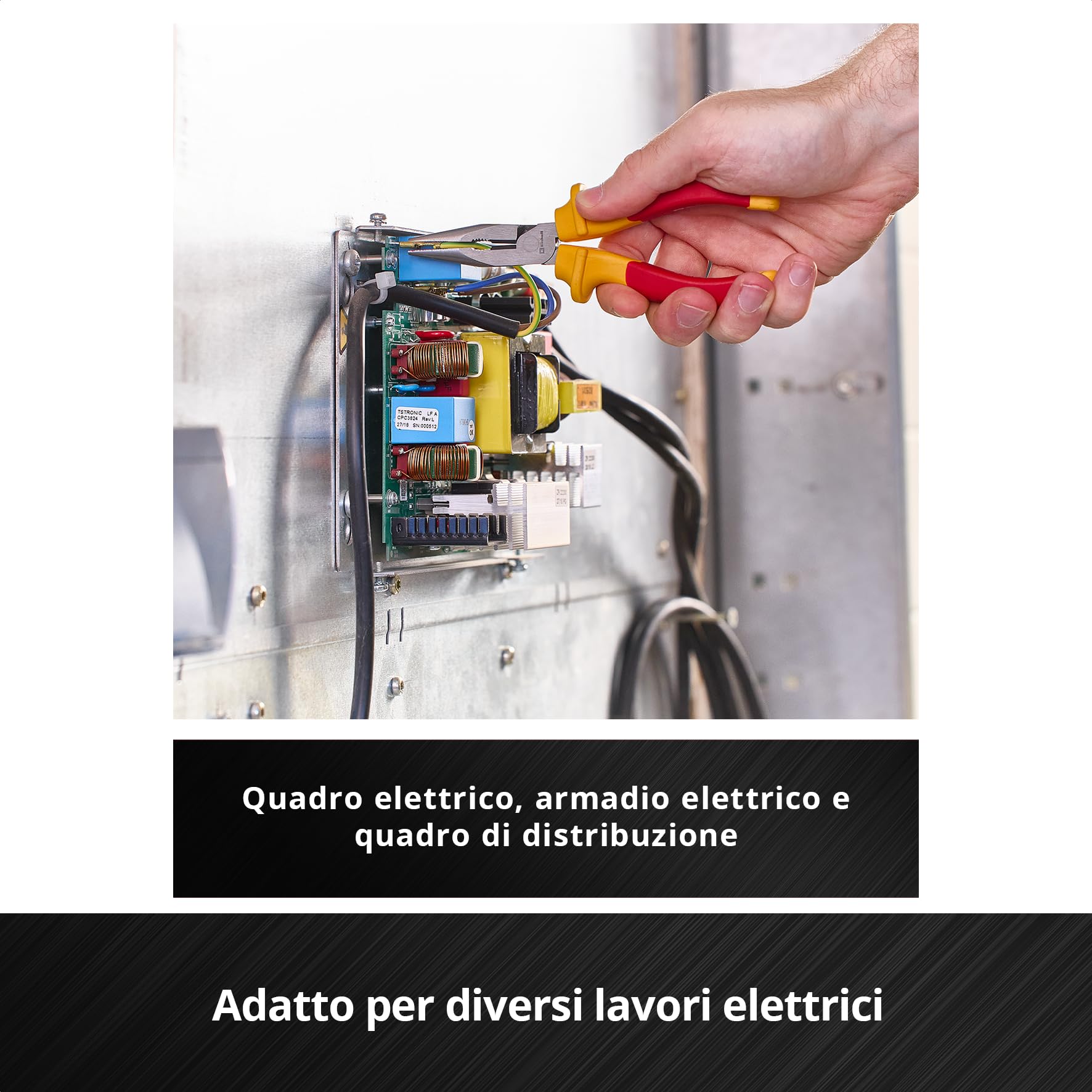 Einhell 3 pezzi set di pinze per elettricisti | Isolamento fino a 1.000 V | tronchese laterale | pinza spelafili | pinza telefonica | impugnature ergonomiche