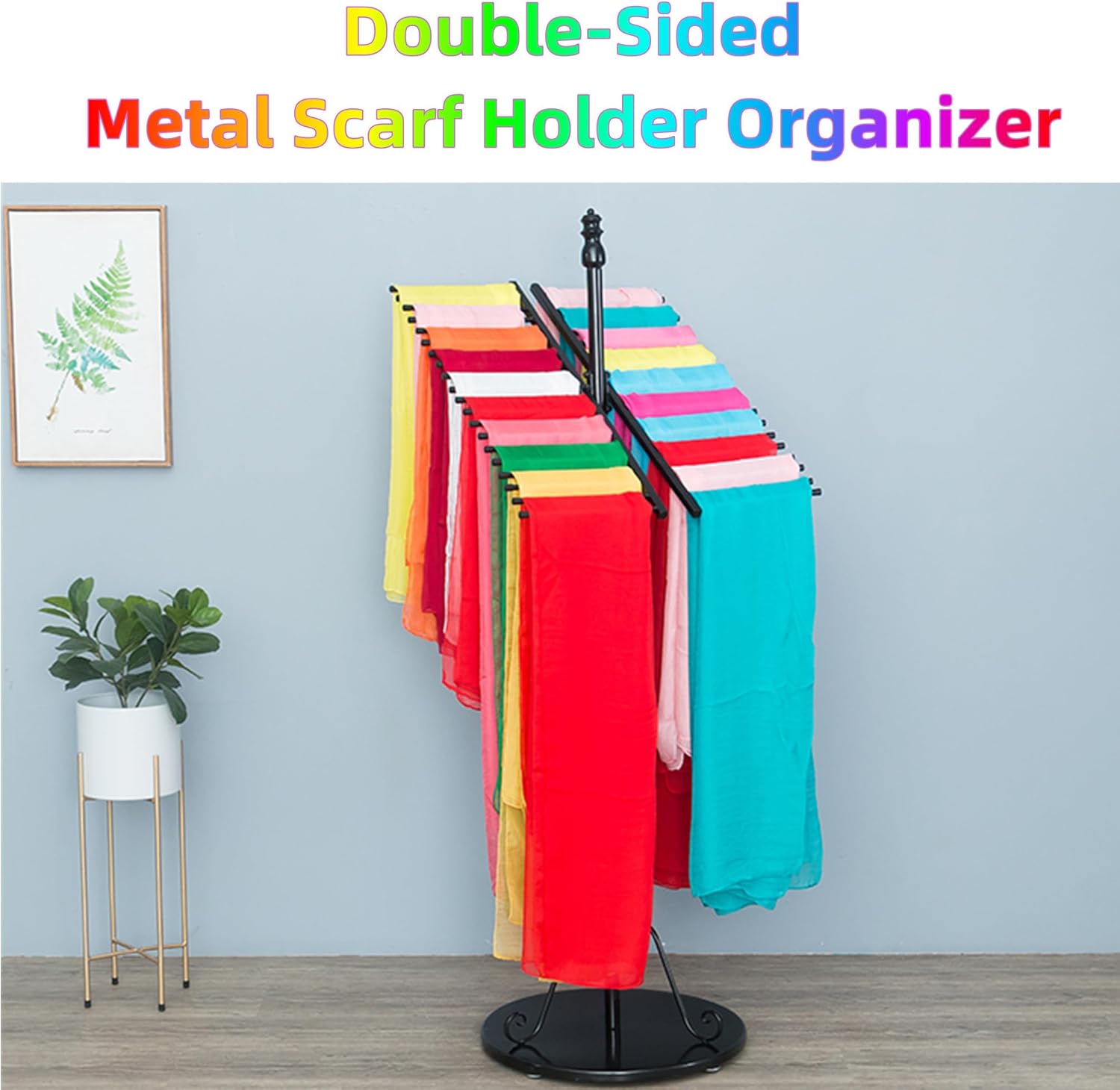Double-Sided Scarf Display Stand,Multi-Layer Metal Hijab Hangers,Modern Silk Scarf Blanket Rack,Sheets Belt Suit Pants Organizer,for Clothing Store,170X50Cmx91Cm,150X50Cmx73Cm