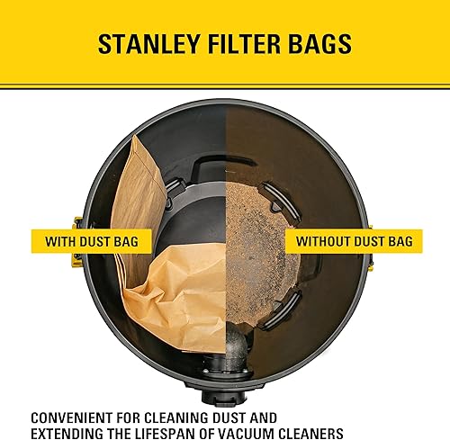 Miniatura 6 de Paquete de 3 bolsas de filtro STANLEY 19-3100, para aspiradora húmedaseca de 5-8 galones, compatible con STANLEY SL18115 SL18115P SL18116 SL18116P
