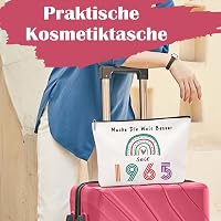 Personalisiertes Geschenk Zum 60. Geburtstag Für Damen – Make-up-Tasche Aus Baumwollleinen, 23x18 Cm
