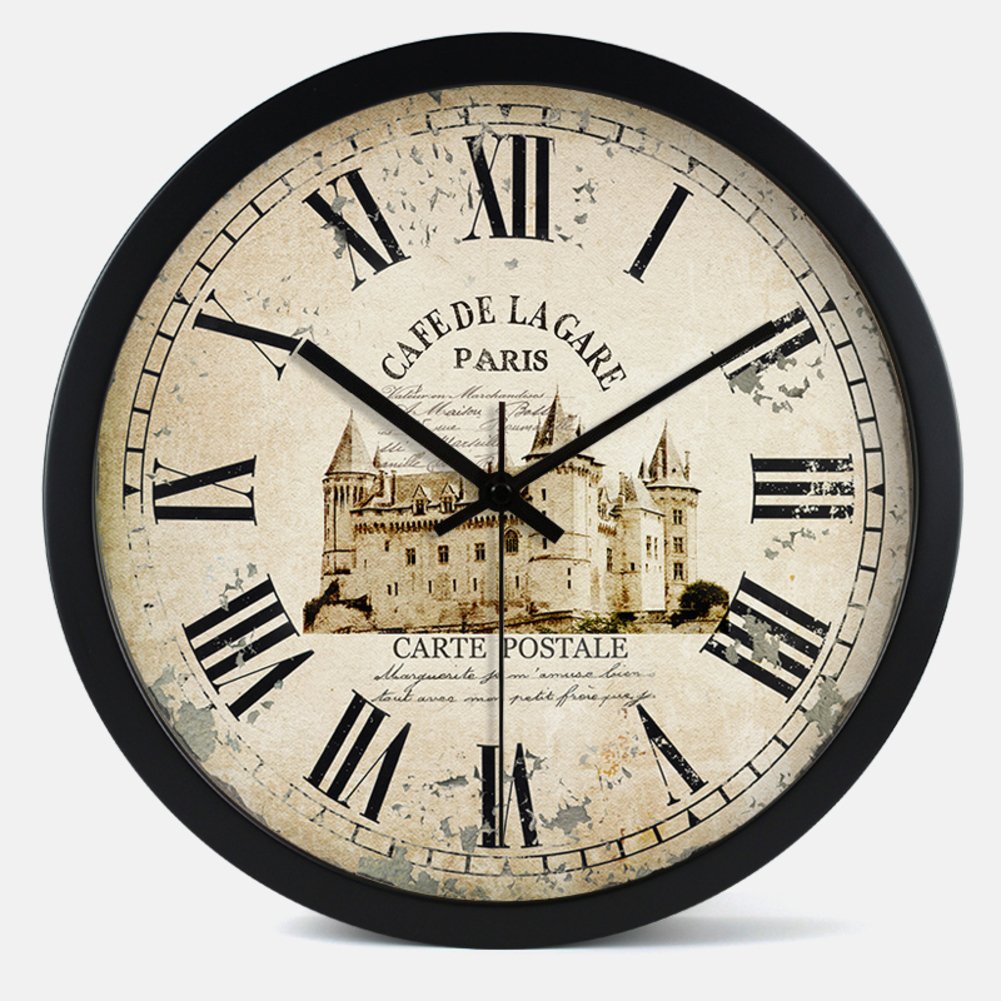 Janning Clocks Vintage timepieces,Clock Creative Mute Wall Clock Living Room Modern Clock Decorative Wall Charts-A 12inch