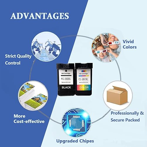 Miniatura 7 de Cartuchos de tinta PG-260XL CL-261XL de repuesto para Canon Ink 260 261 XL para trabajar con PG260 PG-260 CL261 CL-261 para usar con TS6420a TS6420