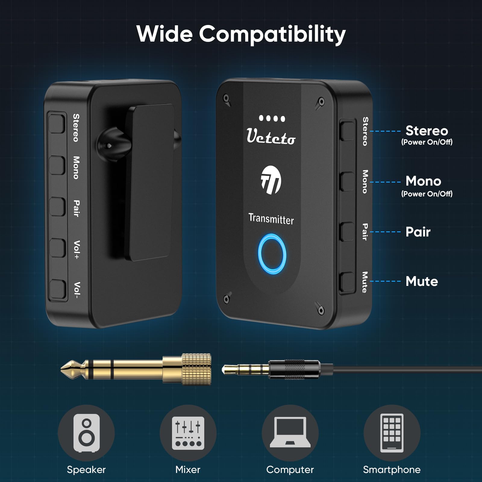 Automatic Pairing IEM Kit Ueteto 2.4G Wireless In-Ear Monitor (IEM ...
