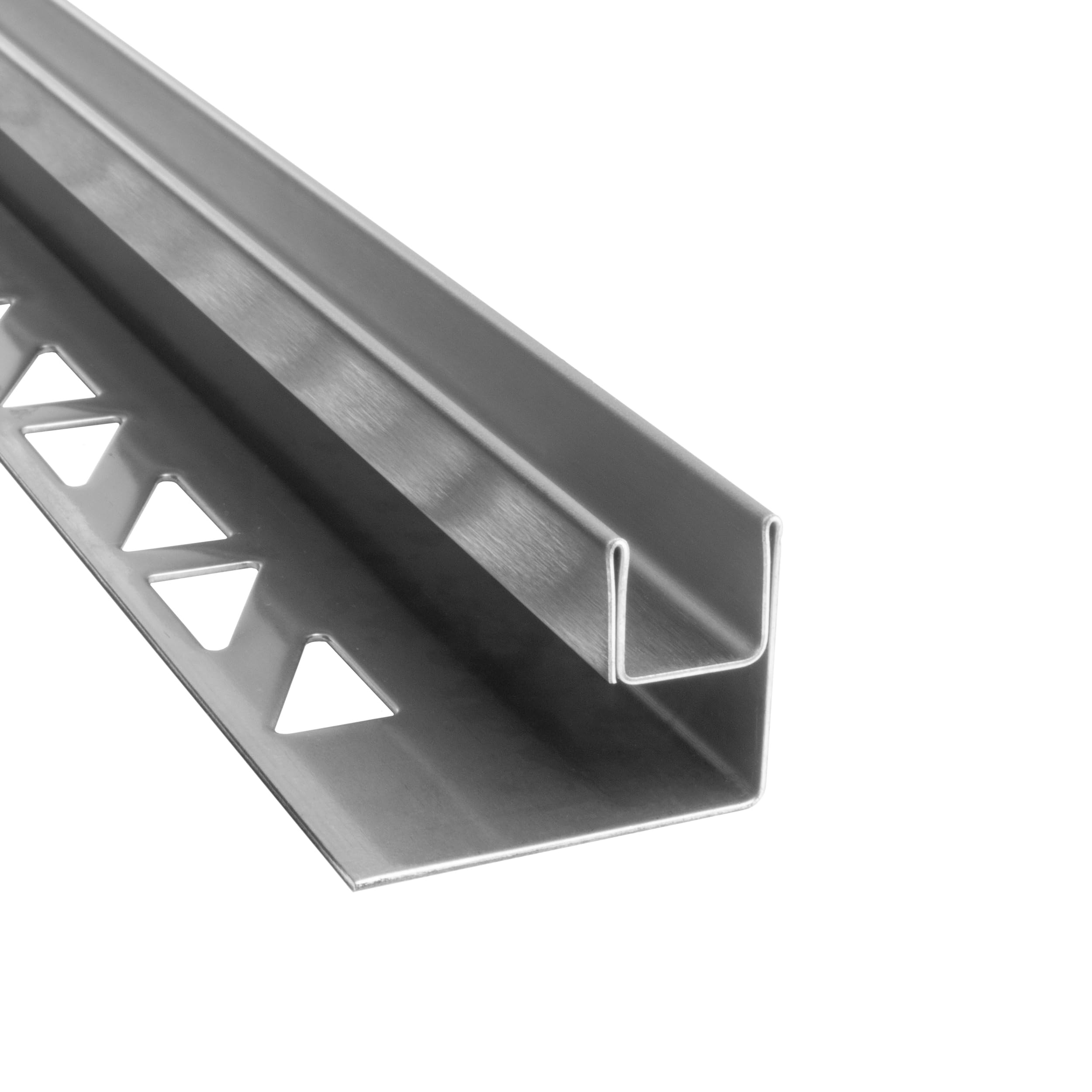 Glas-Fliesenprofil Edelstahl Klemmprofil Wandprofil V2A 2,5m H26,5mm 11mm Glas gebürstet