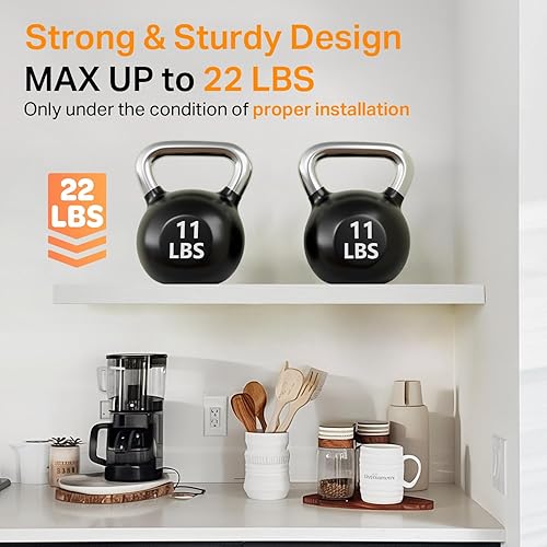 Miniatura 5 de BAYKA Estantes flotantes blancos, estantes de madera rústica de 22.5 pulgadas para montar en la pared, para baño, dormitorio, sala de estar, cocina