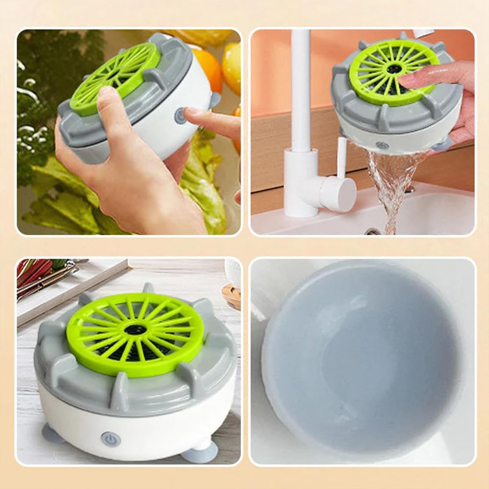 Efficient Portable Fruit and Vegetable Washer, Rechargeable, Waterproof Automatic Cleaner with Swirl & Ultrasonic Tech for Fruits, Vegetables, Grains, Meat, Seafood, and Berries (USB) — view 7