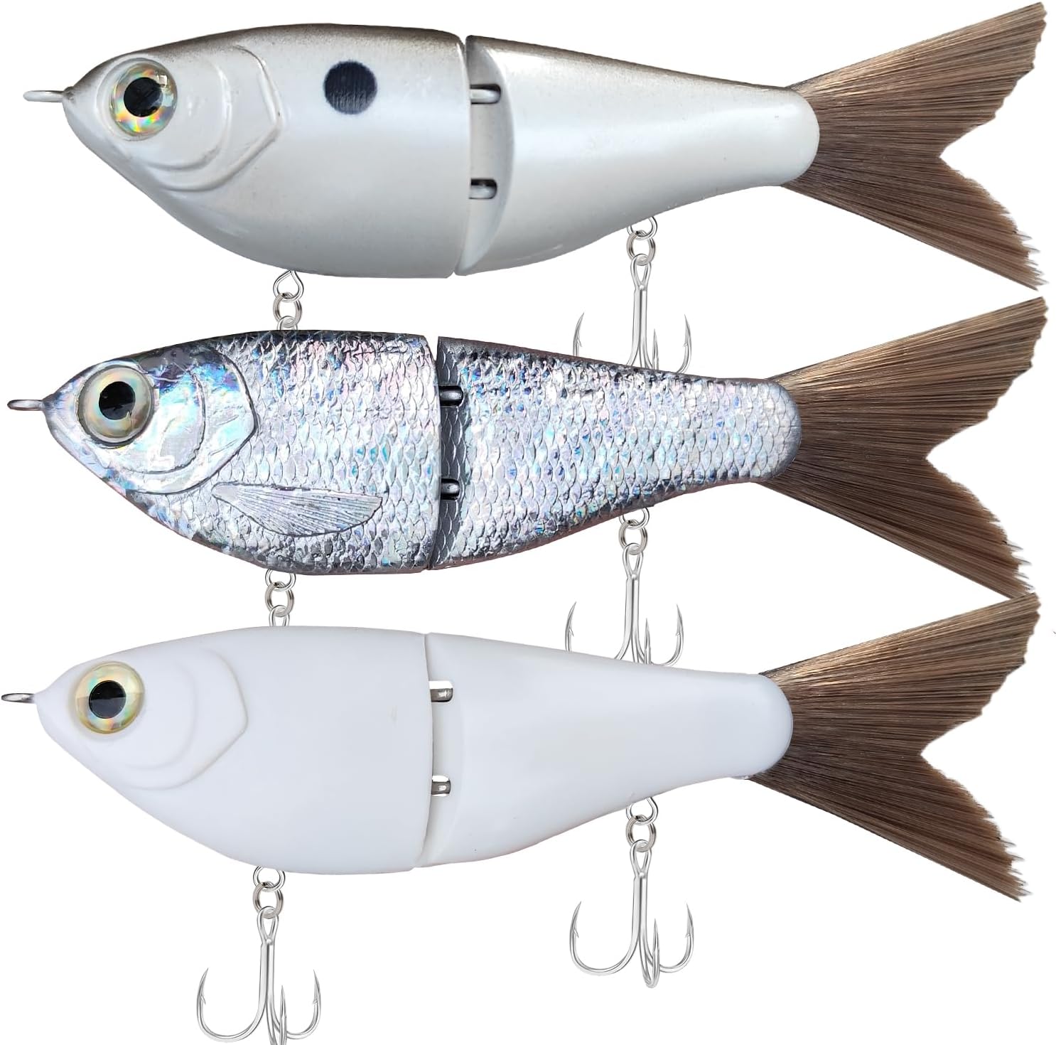 HADORAM Lure Slow Sinking Glide Bait with Fur Tail Lifelike Fishing Tackle for Trout Shad Bass Musky