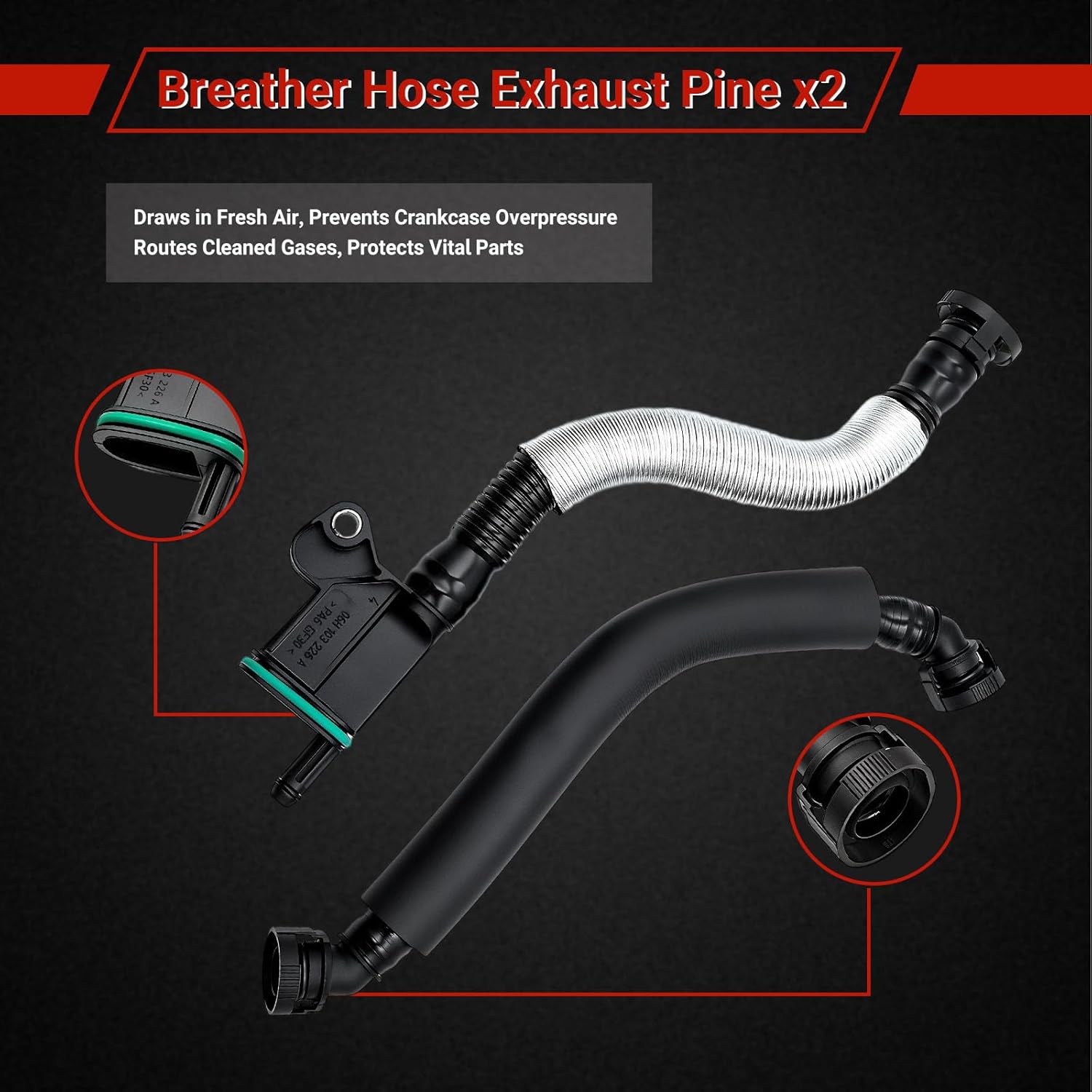 PCV Valve Engine Crankcase Vent Valve Oil Separator with Valve Breather Hose Kit Compatible with 2012-2018 Audi A4 A5 A6 Q5 Quattro Allroad 2.0T Only 06H103495AE 06H103495J 06H103495AK