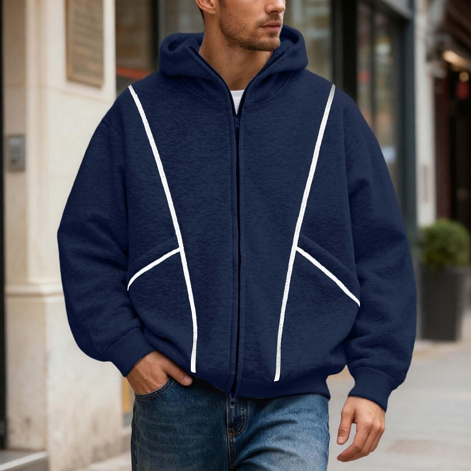 Genérico Sudaderas Hombres Cremallera - Sudadera Oversize de Peso Pesado para otoño Invierno Chaqueta Moderna Informal algodón Grueso con Capucha