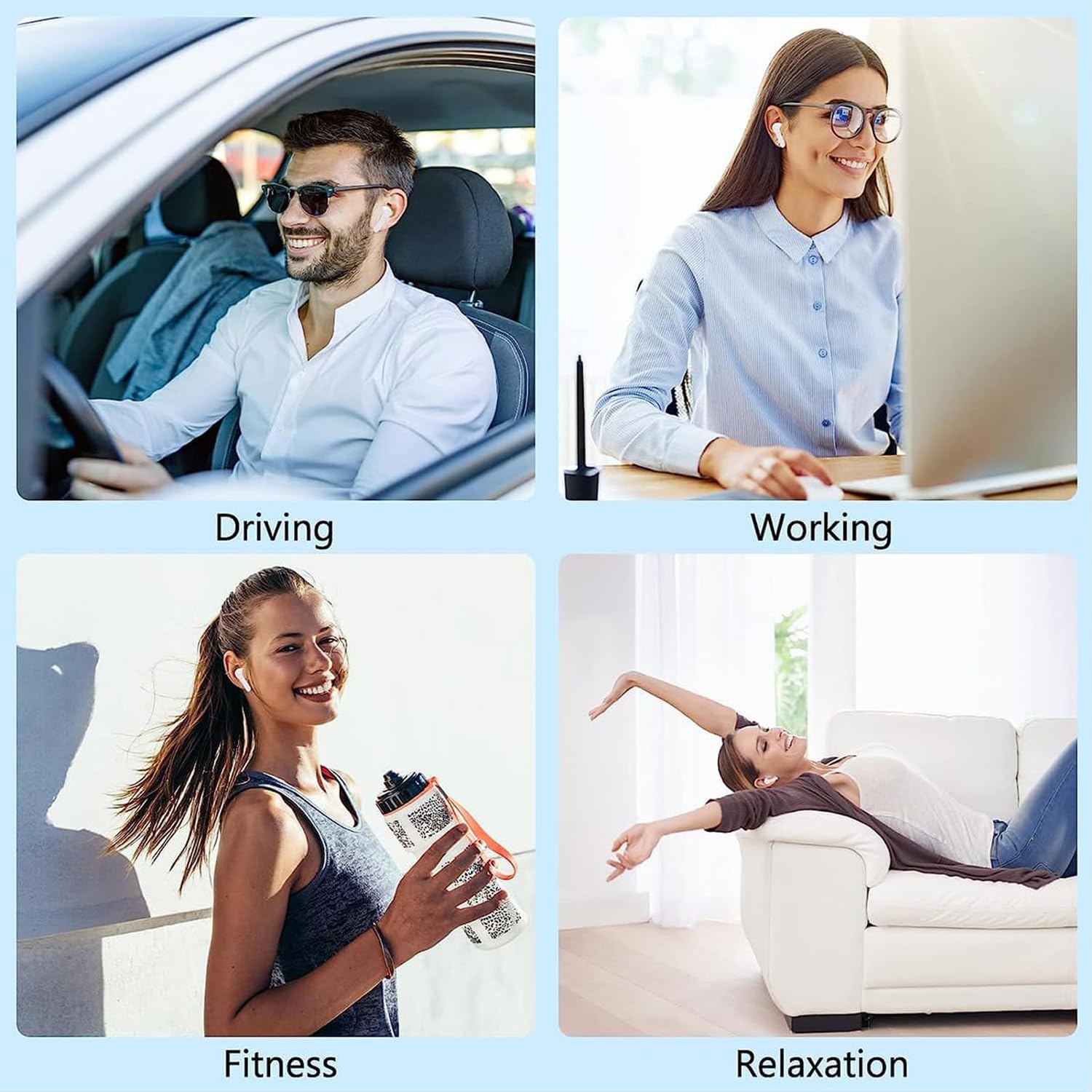 Cuffie Bluetooth, Auricolari Bluetooth 5.3 Wireless, 48 Ore Cuffie In Ear Wireless Stereo HiFi con 4 ENC Cancellazione Rumore, Cuffiette Senza Fili Touch Control IPX7 Impermeabile per iPhone Android