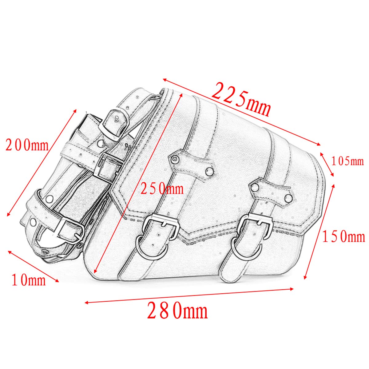 Sacoche de Selle de Moto Universelle en Cuir Synthétique pour Moto -Côté Droit