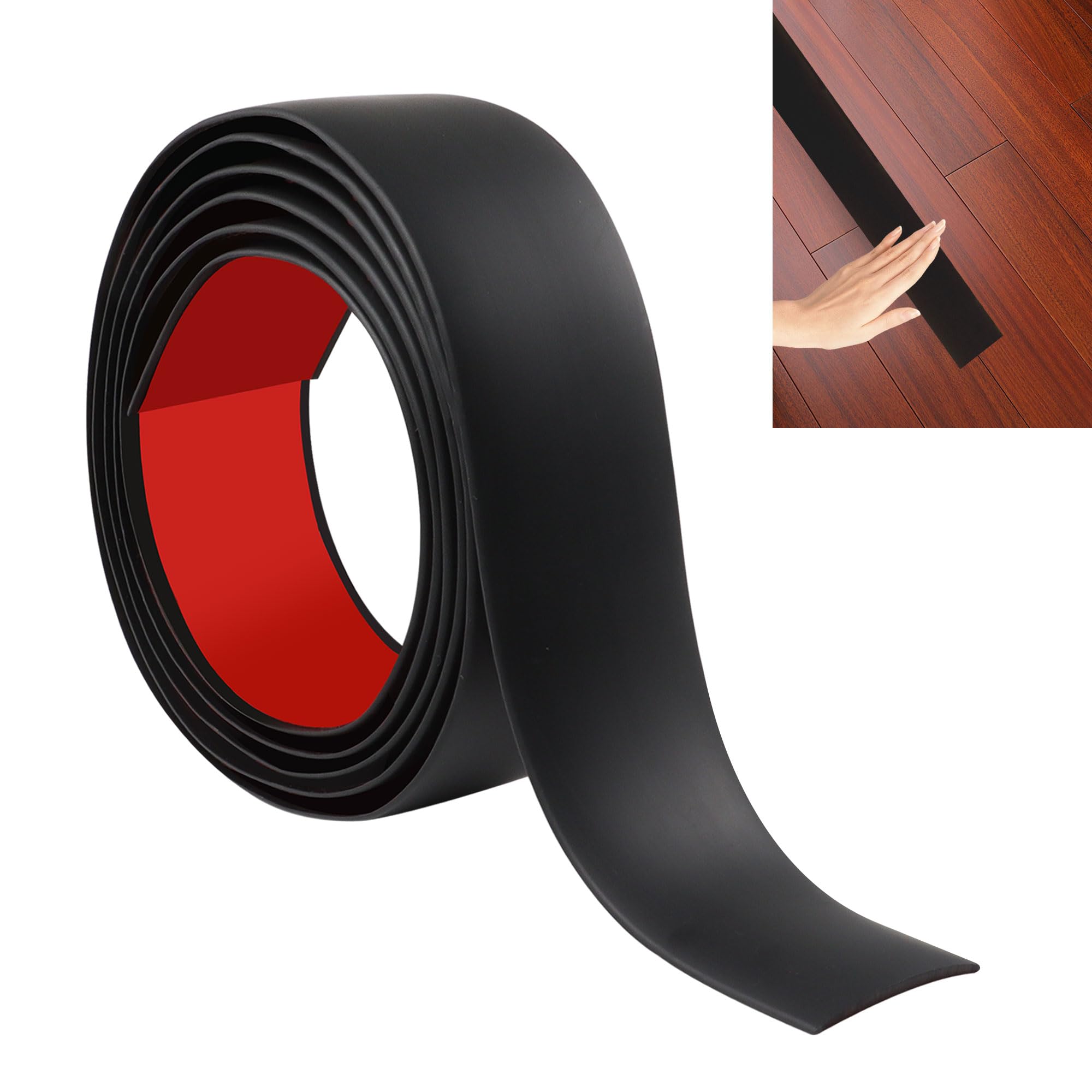 Junart Black 200Cm×4Cm Laminate Flooring Threshold Transition Strip, Self Adhesive Vinyl Floor Strip, Tiles Or Carpet Edge Transition Trim(Black)
