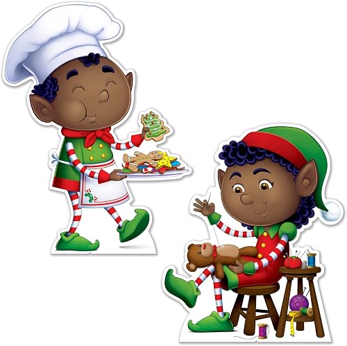 Beistle 2 Piece 29" x 24" & 33.5" x 25.25" Cardboard Elves Photo Props with Ease
