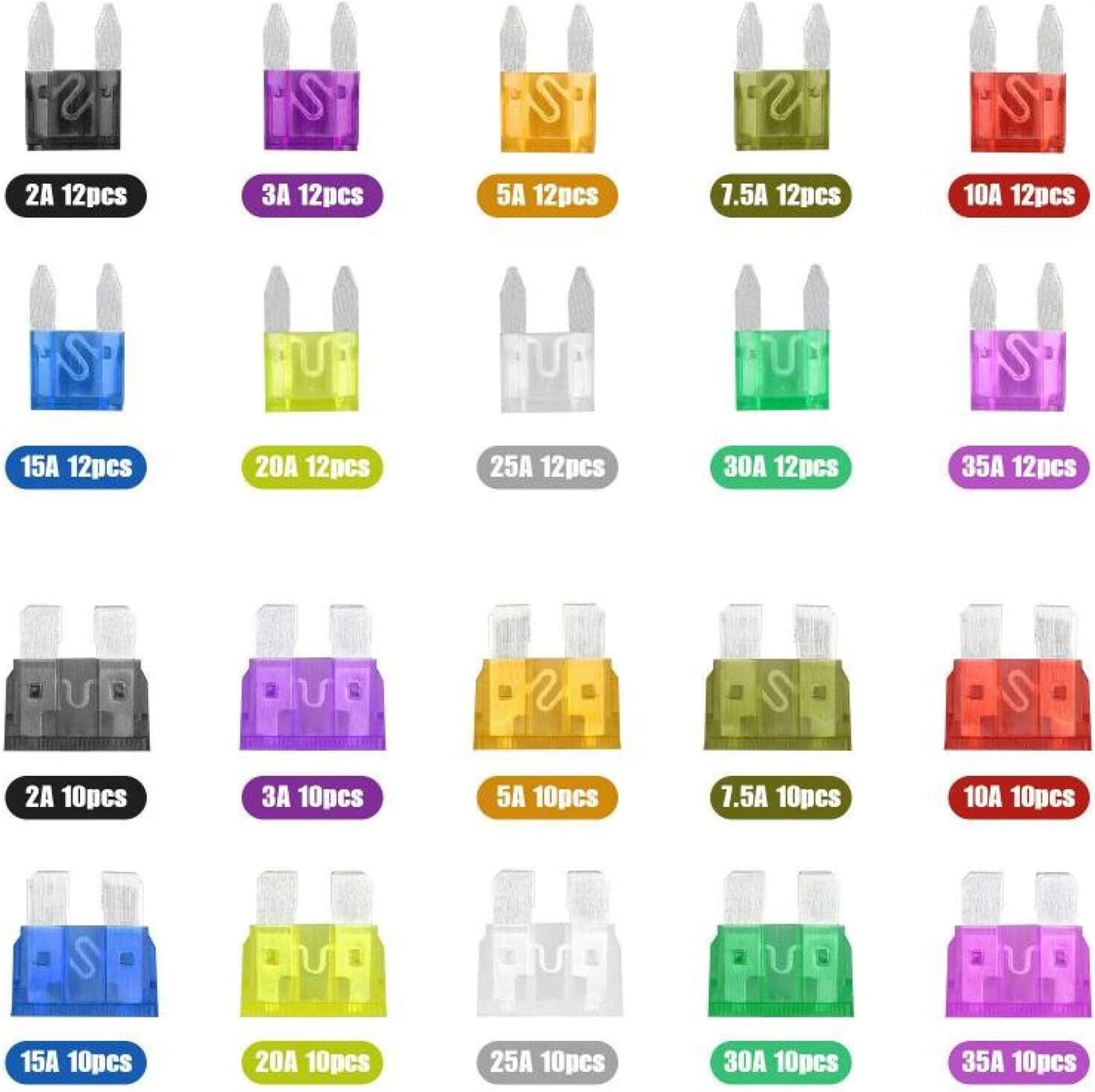 220Pcs Kit di fusibili for camion for auto APM, ATM Mini & Standard Assortimento di fusibili a lama Kit assortiti Set di lame Parti di ricambio for auto