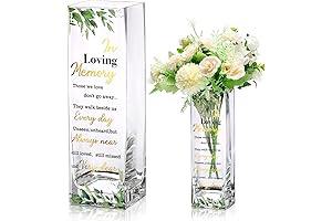 Botanical Themed Memorial Vase: Clear Glass Flower Vase for Funeral Arrangements