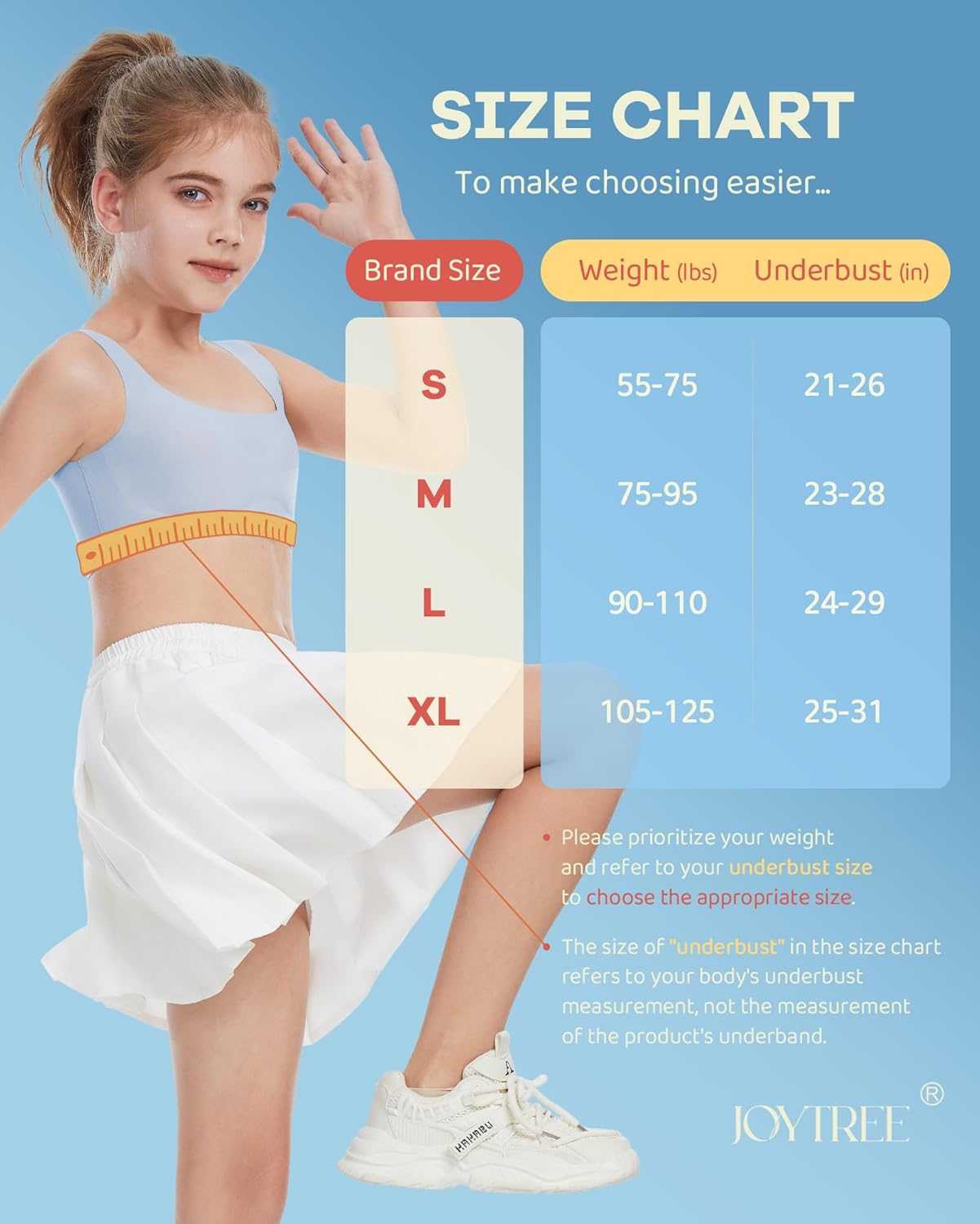 JOYTREE Girls Training Bras for Girls 8-14 Seamless Comfortable Sports Bra with Soft Removable Padding Bras Multipack