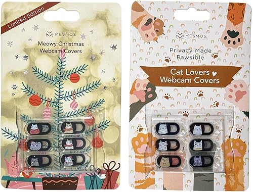 MESMOS Funda para cámara de computadora portátil con lindos gatos y edición navideña, gran relleno de calcetines