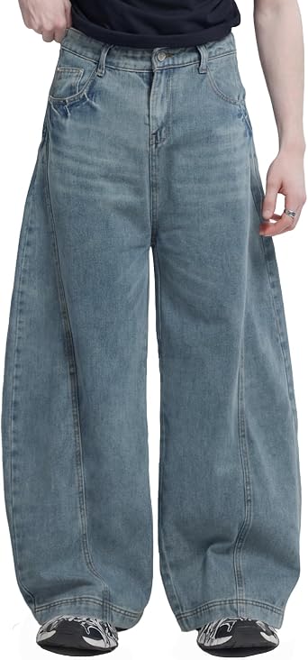 Baggy Barrel Sweatpants Wide Leg Pants for Women Men Y2K Elastic Waist Drawstring Unisex with Pockets