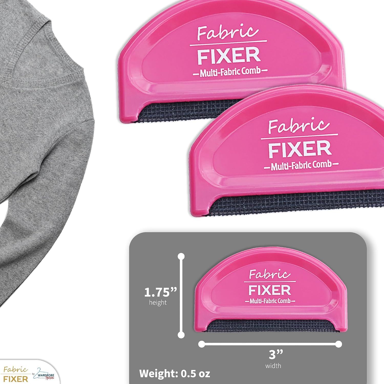 Multi-Fabric Depilling Comb for Sweater Pills and Fuzz (2-Pack Pink) Manual Fabric Defuzzer Wool Lint Shaver Comb Scraper for Clothing, Fleece, Furniture, Sheets and Other Fabrics