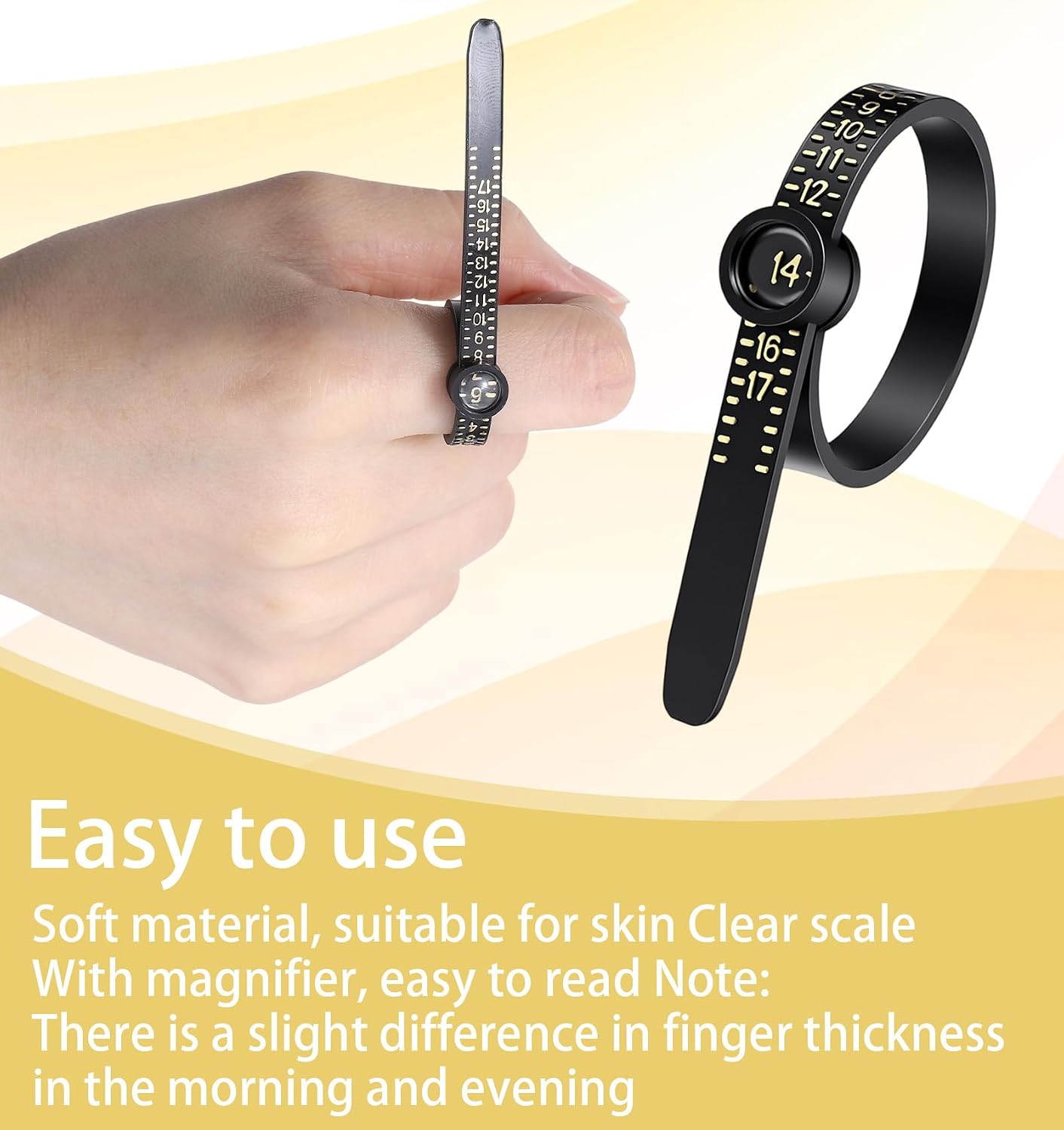 2 Pcs Finger & Bracelet Sizer Measuring Tool, Adjustable Finger Tape Measure for Ring Size & Wrist Measurement Tool for Bracelet, Measure Tape for Jewelry Size, Universal Sizing for Women Men, Black