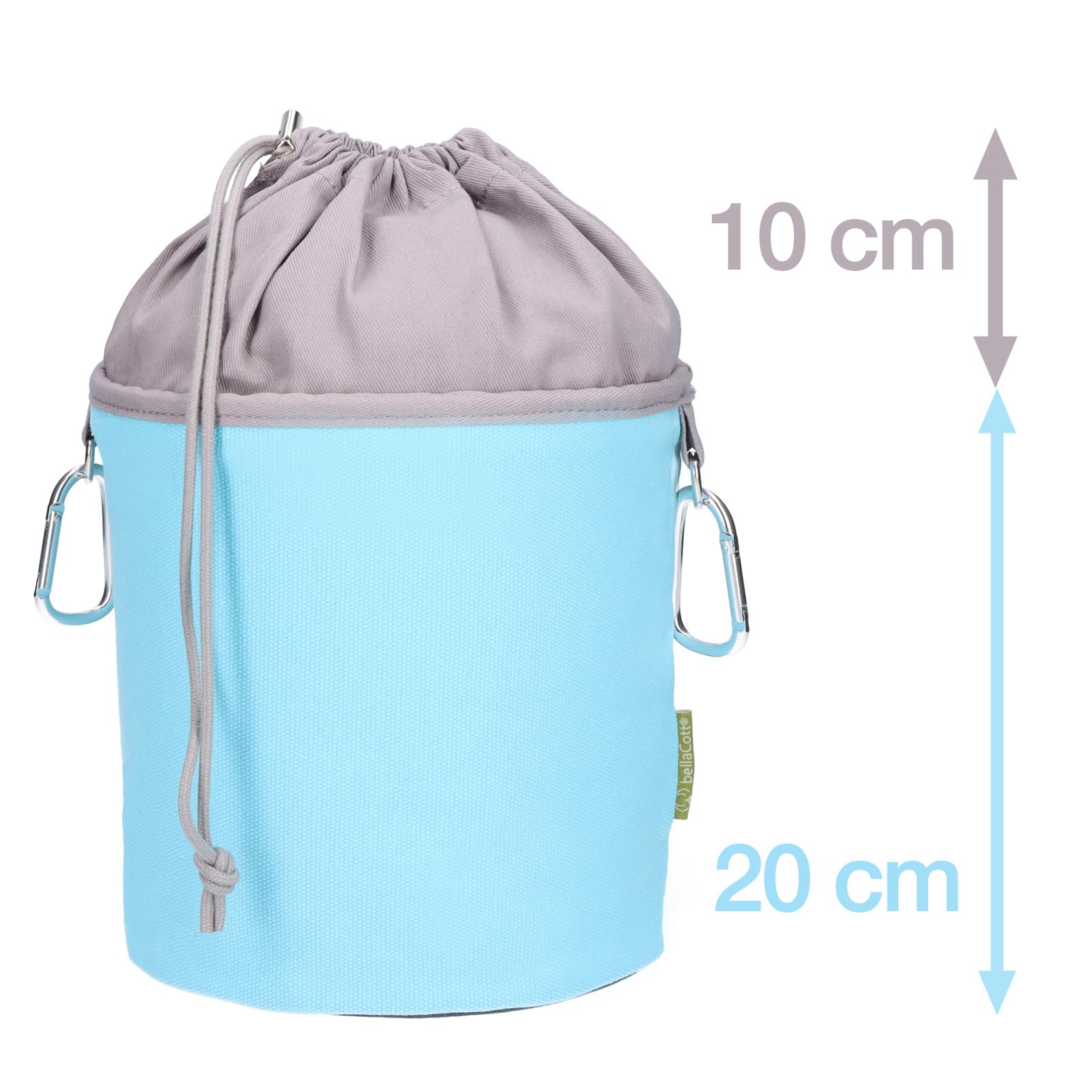 trendfinding Canvas Fabric Clothes Peg Bag with 2 Carabiner Hooks for 200 Pegs, Extra Large and Sturdy, Light blue/grey, Peg Bag - Image 3