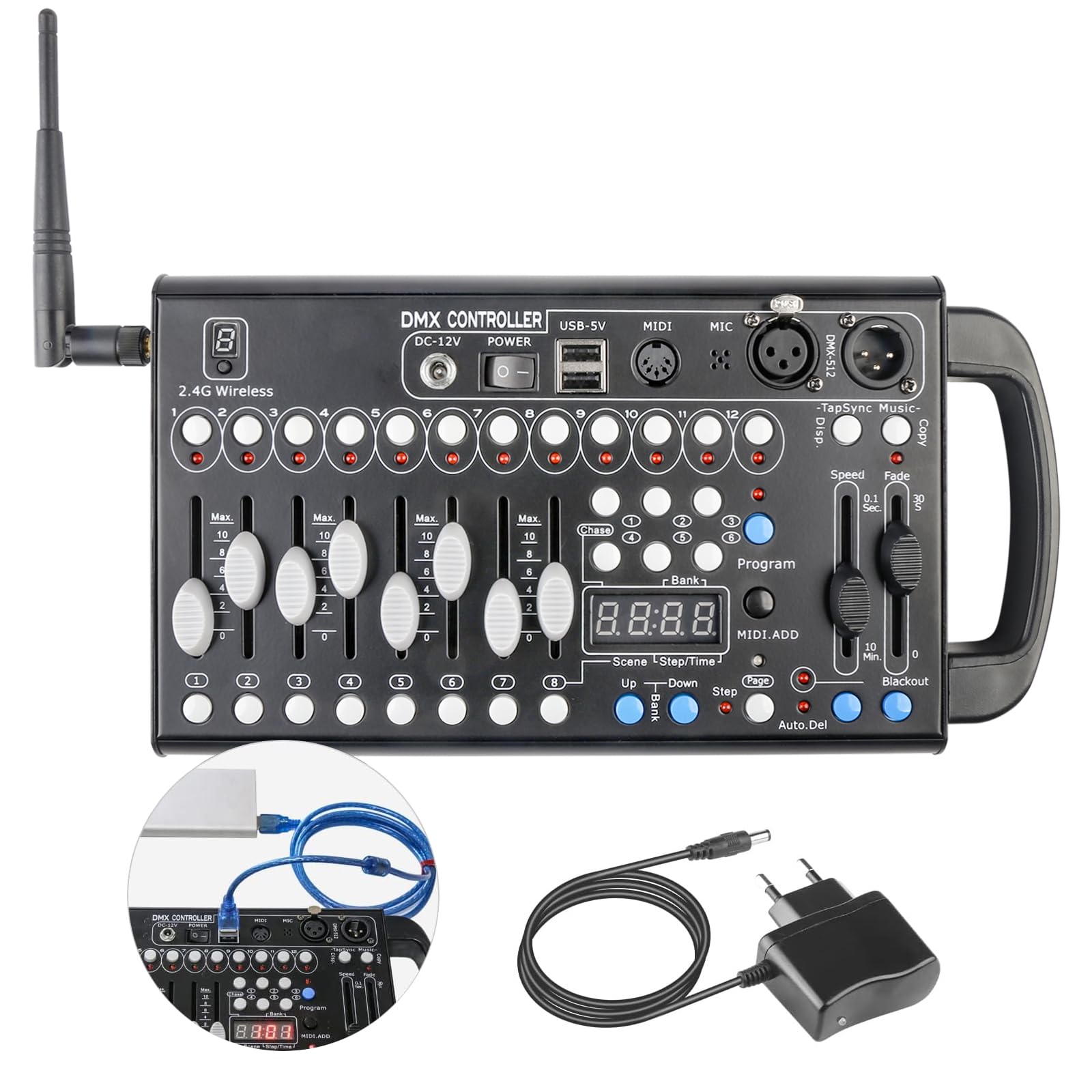 DMX Controllers Lighting, DJ Light Controller for Live House, DMX Controller 512 for Stage Light, 192 Kanäle DMX Lighting Controller for Family Party.