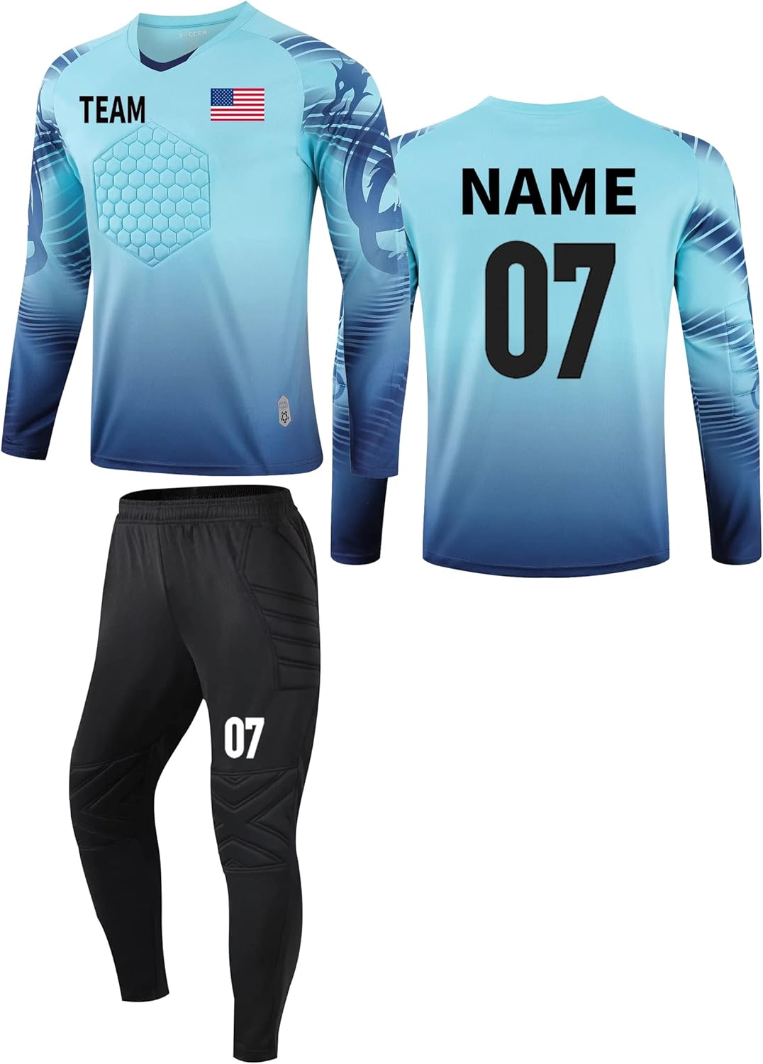 TOMIYO Custom Goalie Jersey Soccer for Adult Kids Goalkeeper Jersey Personalized Long Sleeve Shirt Uniform with Name Team