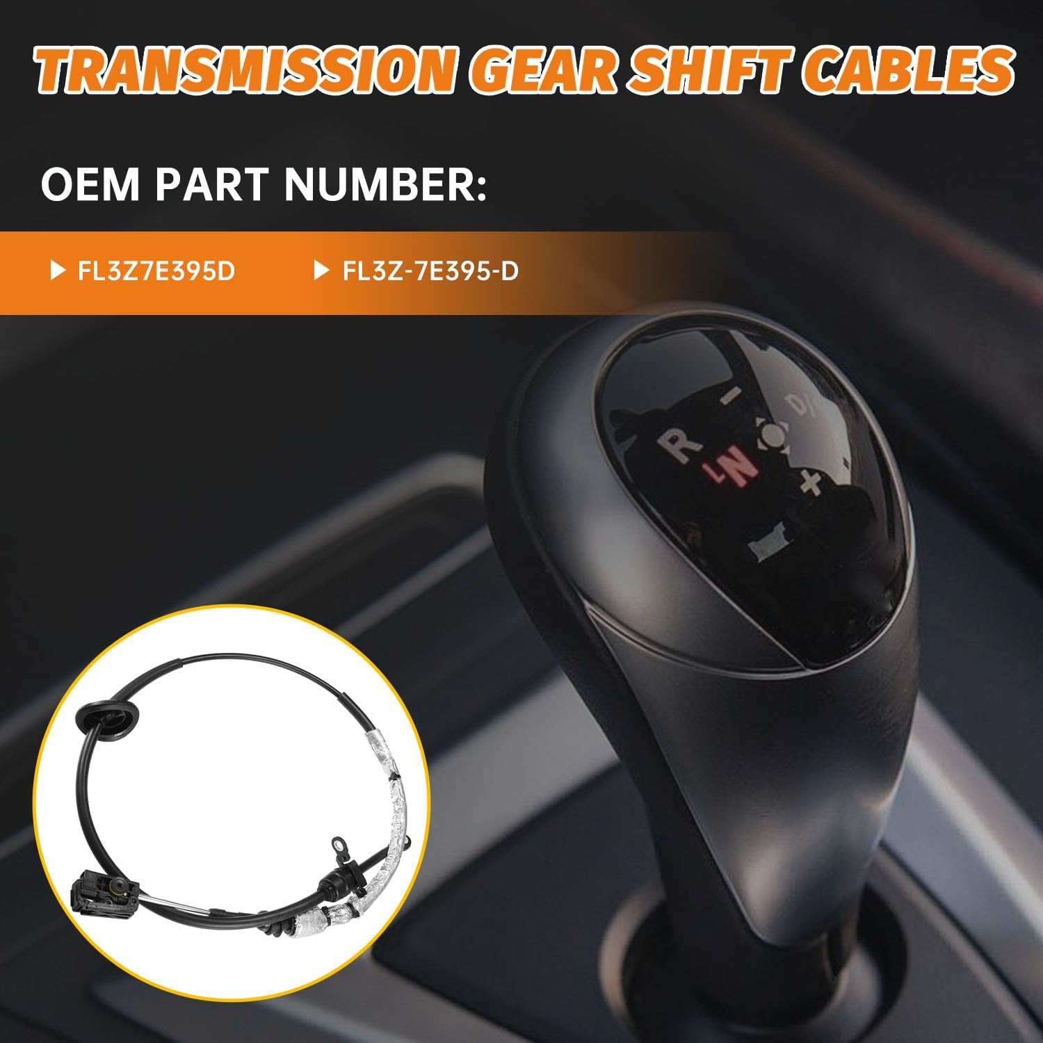 FL3Z7E395D Transmission Shift Cable Compatible with Ford F-150 2015 2016 2017 2018 2019, FL3Z-7E395-D Gear Shift Control Lever Cable with Column Shift 6 Speed Automatic Transmission