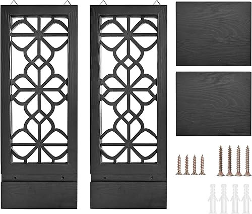 Miniatura 7 de Juego de 2 candelabros para decoración de pared, portavelas de pared de madera rústica negra con espejo, arte de granja para sala de estar, comedor,