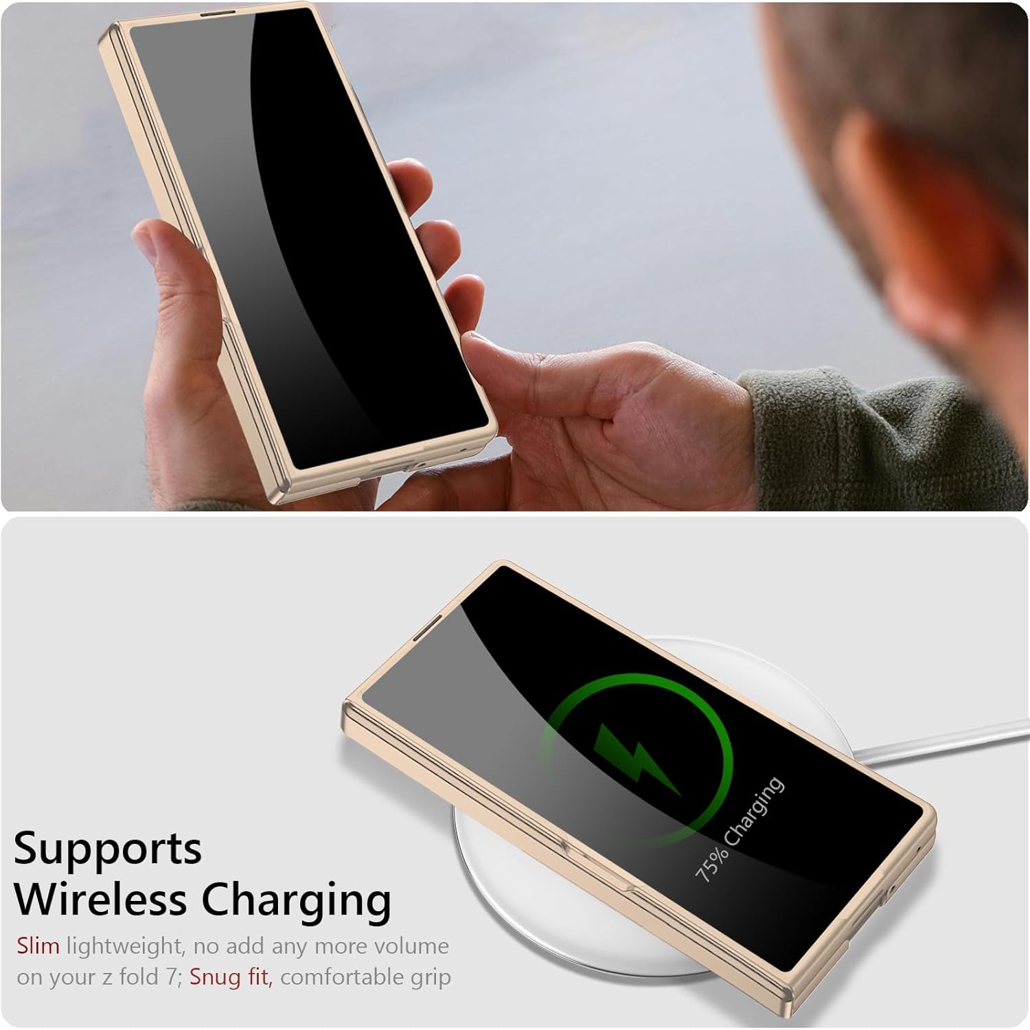 for Samsung Galaxy Z Fold 7 Case with Pastable S Pen Holder & Stylus, Full-Body Slim Case with Privacy Screen Protector Hinge Cover Kickstand Anti-Scratch Anti-spy Cover for Z Fold 7 Rosegold