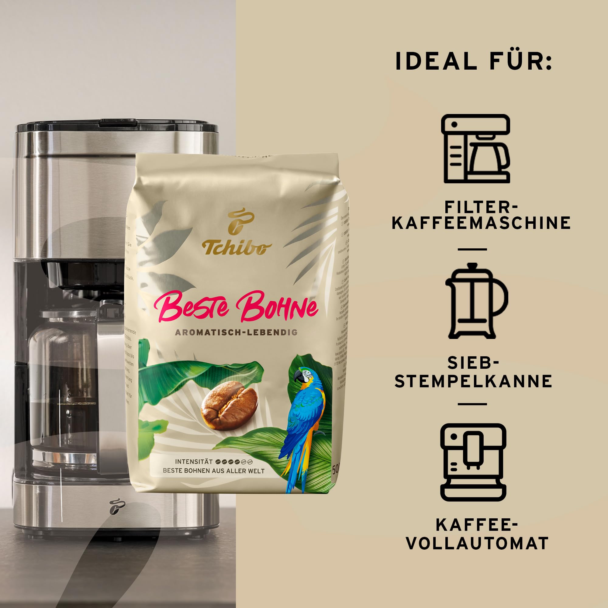 Tchibo Beste Bohne Filterkaffee, Kaffeebohnen, 6x500g