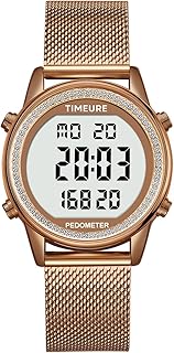TIMEURE Damen Schrittzähler Uhr, Stilvolles Design, gut ablesbar, zeichnet Kalorien, Schritte, Kilometerstand, Countdown u...