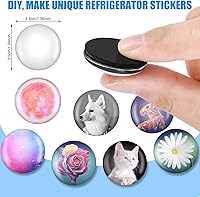 Vista 2 de Outus 192 imanes de ferrita de cerámica de vidrio con parte trasera adhesiva, cabujones de vidrio transparente transparente, piedras redondas